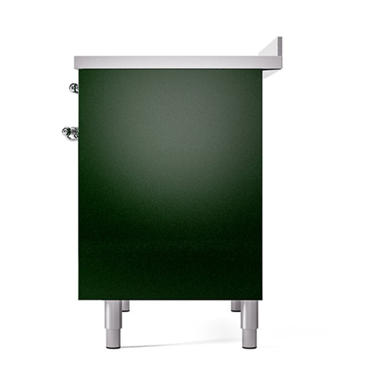 ILVE 40-Inch Nostalgie II Induction Range with Solid Door Oven in Emerald Green with Chrome Trim (UPDI406QNMPEGC)