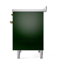 ILVE 40-Inch Nostalgie II Induction Range with Solid Door Oven in Emerald Green with Brass Trim (UPDI406QNMPEGG)