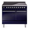 ILVE 40-Inch Nostalgie II Induction Range with Solid Door Oven in Midnight Blue with Chrome Trim (UPDI406QNMPMBC)