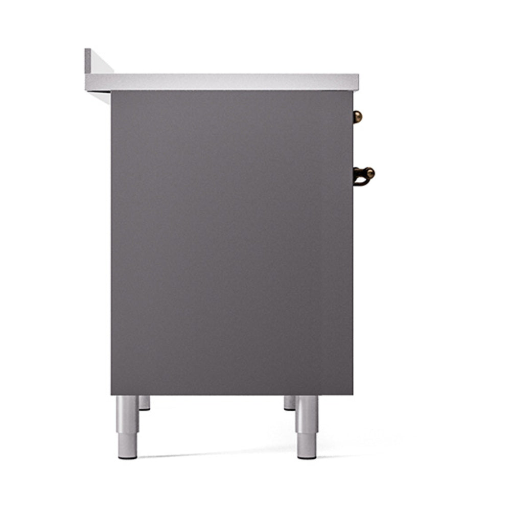 ILVE 40-inch induction range side view with matte graphite solid oven door