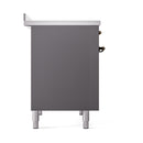 ILVE 40-Inch Nostalgie II Induction Range with Solid Door Oven in Matte Graphite with Bronze Trim (UPDI406QNMPMGB)