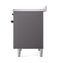 ILVE 40-Inch Nostalgie II Induction Range with Solid Door Oven in Matte Graphite with Bronze Trim (UPDI406QNMPMGB)