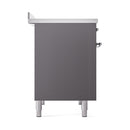 ILVE 40-Inch Nostalgie II Induction Range with Solid Door Oven in Matte Graphite with Chrome Trim (UPDI406QNMPMGC)