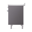 ILVE 40-Inch Nostalgie II Induction Range with Solid Door Oven in Matte Graphite with Chrome Trim (UPDI406QNMPMGC)