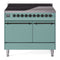 ILVE 40-Inch Nostalgie II Induction Range with Solid Door Oven in Mediterranean Mint with Burnished Bronze Trim (UPDI406QNMPMMB)