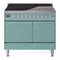 ILVE 40-Inch Nostalgie II Induction Range with Solid Door Oven in Mediterranean Mint with Chrome Trim (UPDI406QNMPMMC)