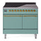 ILVE 40-Inch Nostalgie II Induction Range with Solid Door Oven in Mediterranean Mint with Brass Trim (UPDI406QNMPMMG)