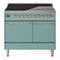 ILVE 40-Inch Nostalgie II Induction Range with Solid Door Oven in Mediterranean Mint with Copper Trim (UPDI406QNMPMMP)