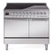 ILVE 40-Inch Nostalgie II Induction Range with Solid Door Oven in Stainless Steel with Chrome Trim (UPDI406QNMPSSC)