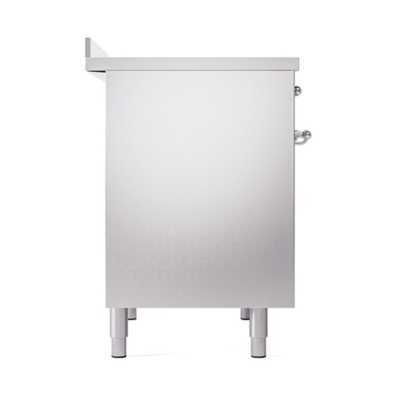 ILVE 40-Inch Nostalgie II Induction Range with Solid Door Oven in Stainless Steel with Chrome Trim (UPDI406QNMPSSC)