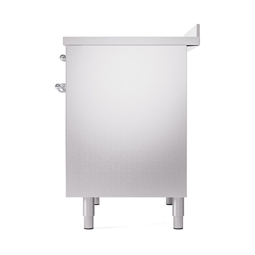 Stainless solid door oven with chrome handles and four leveling feet
