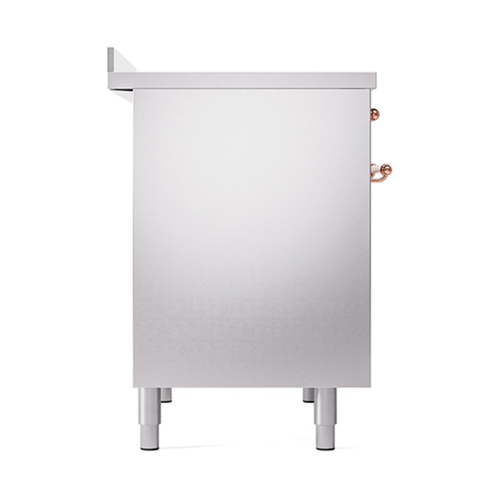 Stainless oven door on stand, copper side trim accents and matching legs