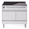 ILVE 40-Inch Nostalgie II Induction Range with Solid Door Oven in White with Chrome Trim (UPDI406QNMPWHC)