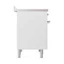 ILVE 40-Inch Nostalgie II Induction Range with Solid Door Oven in White with Chrome Trim (UPDI406QNMPWHC)