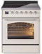 ILVE Nostalgie II 30-Inch Freestanding Electric Induction Range in Antique White with Chrome Trim (UPI304NMPAWC)