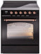 ILVE Nostalgie II 30-Inch Freestanding Electric Induction Range in Glossy Black with Copper Trim (UPI304NMPBKP)