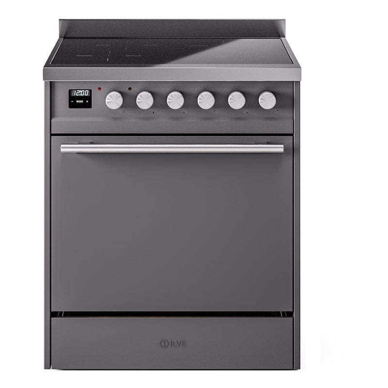 ILVE 30-inch Professional Plus II Induction Range with Solid Door Oven in Matte Graphite (UPI304QMPMG)