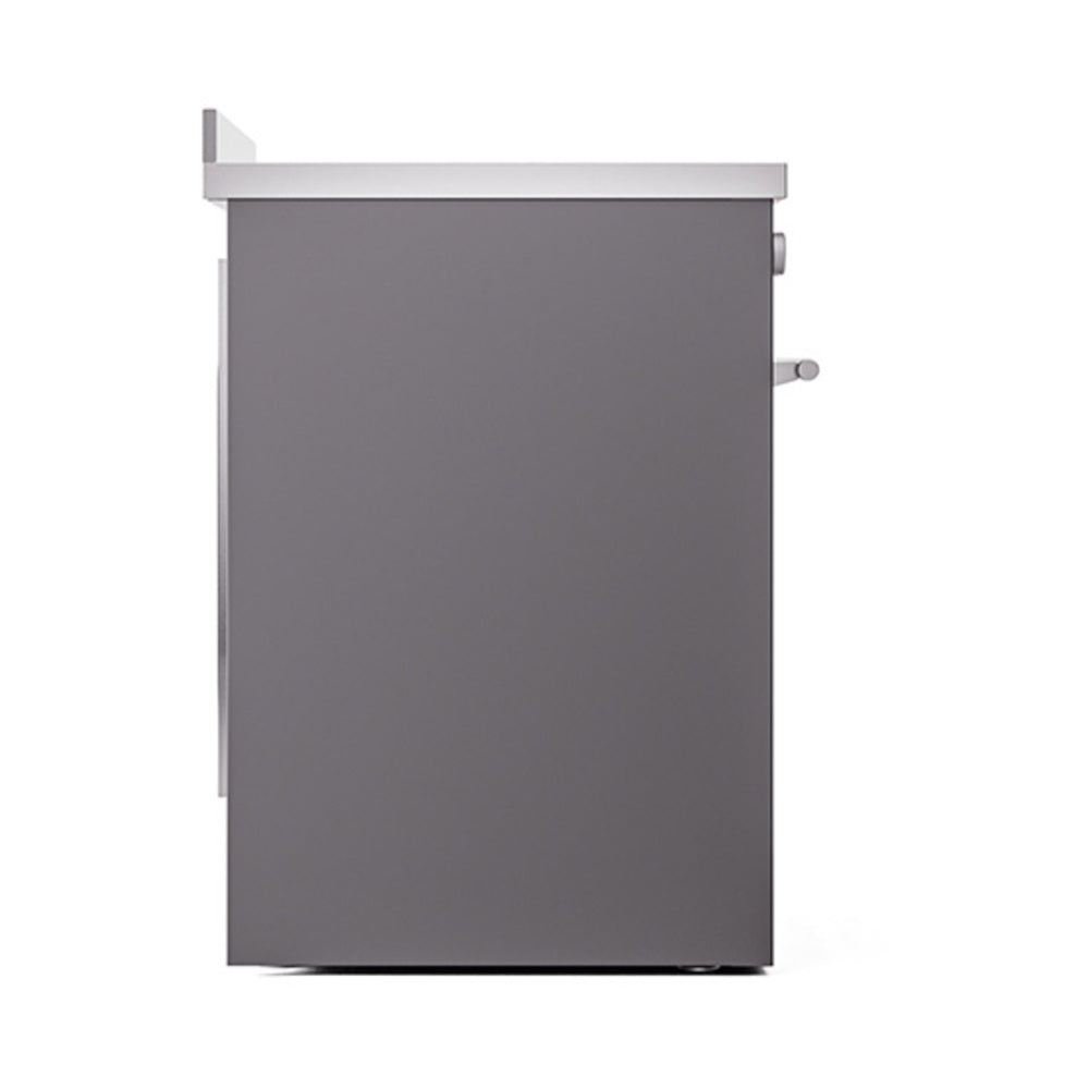 Matte graphite oven door with side trim and recessed handle