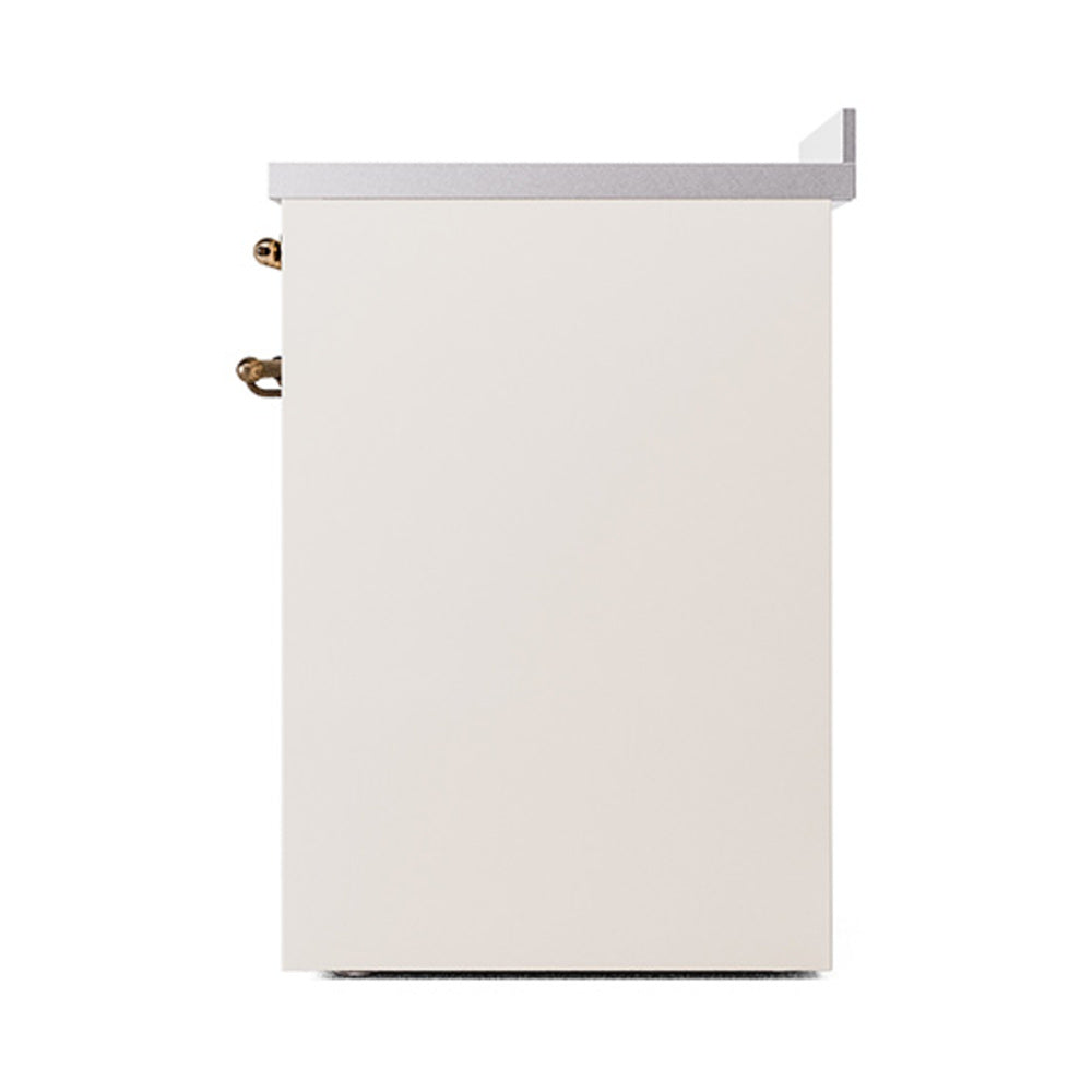 Antique white solid oven door with bronze hinges and stainless base
