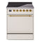 ILVE 30-Inch Nostalgie II Induction Range with Solid Door Oven in Antique White with Brass Trim (UPI304QNMPAWG)