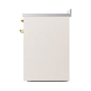 ILVE 30-Inch Nostalgie II Induction Range with Solid Door Oven in Antique White with Brass Trim (UPI304QNMPAWG)
