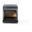 ILVE 30-Inch Nostalgie II Induction Range with Solid Door Oven in Blue Grey with Bronze Trim (UPI304QNMPBGB)