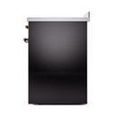 ILVE 30-Inch Nostalgie II Induction Range with Solid Door Oven in Glossy Black with Bronze Trim (UPI304QNMPBKB)