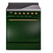 ILVE 30-Inch Nostalgie II Induction Range with Solid Door Oven in Emerald Green with Brass Trim (UPI304QNMPEGG)