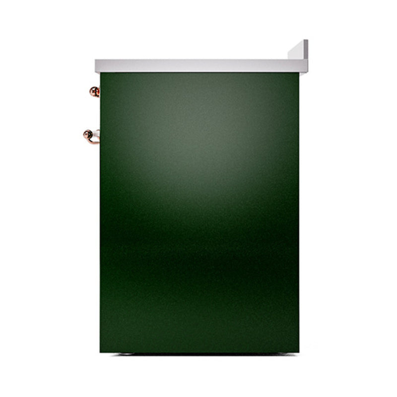 ILVE 30-Inch Nostalgie II Induction Range with Solid Door Oven in Emerald Green with Copper Trim (UPI304QNMPEGP)