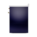 ILVE 30-Inch Nostalgie II Induction Range with Solid Door Oven in Midnight Blue with Brass Trim (UPI304QNMPMBG)