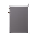 ILVE 30-Inch Nostalgie II Induction Range with Solid Door Oven in Matte Graphite with Bronze Trim (UPI304QNMPMGB)