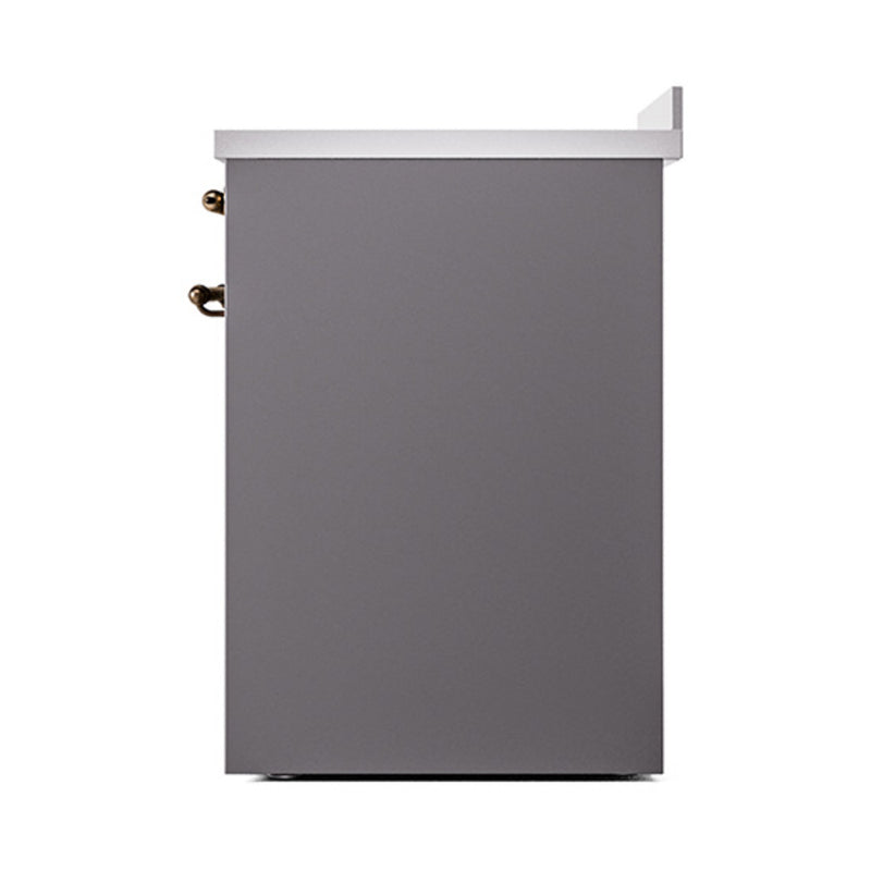 ILVE 30-Inch Nostalgie II Induction Range with Solid Door Oven in Matte Graphite with Bronze Trim (UPI304QNMPMGB)