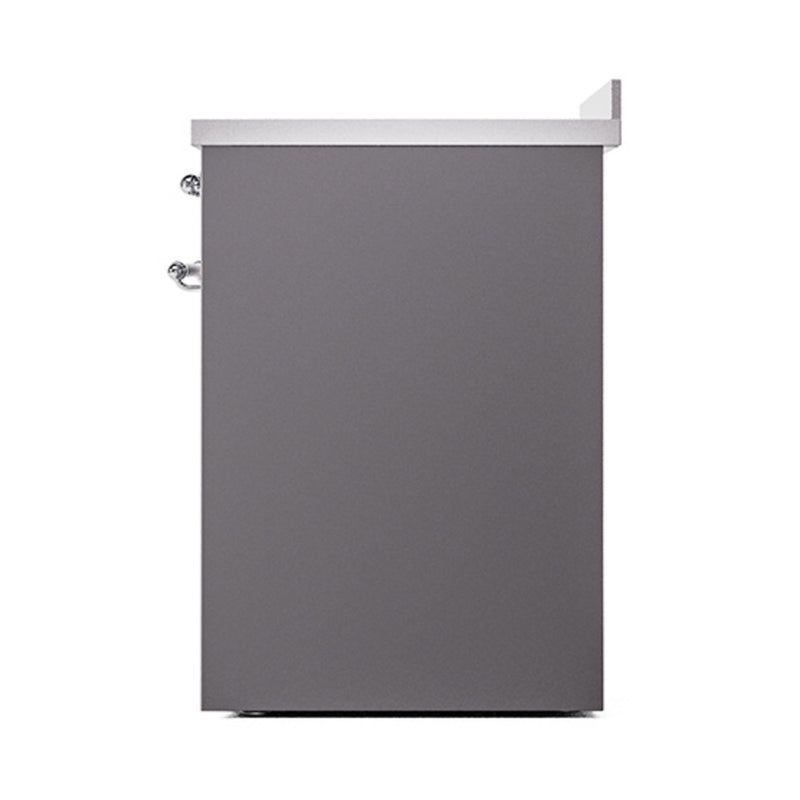ILVE 30-Inch Nostalgie II Induction Range with Solid Door Oven in Matte Graphite with Chrome Trim (UPI304QNMPMGC)