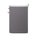 ILVE 30-Inch Nostalgie II Induction Range with Solid Door Oven in Matte Graphite with Copper Trim (UPI304QNMPMGP)