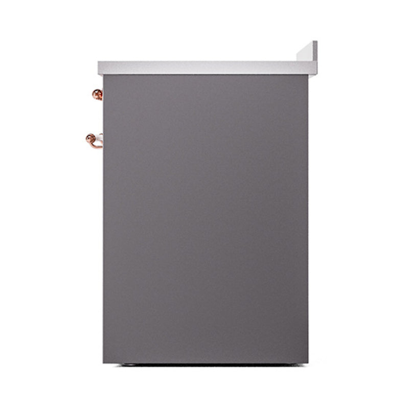 ILVE 30-Inch Nostalgie II Induction Range with Solid Door Oven in Matte Graphite with Copper Trim (UPI304QNMPMGP)