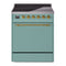 ILVE 30-Inch Nostalgie II Induction Range with Solid Door Oven in Mediterranean Mint with Brass Trim (UPI304QNMPMMG)