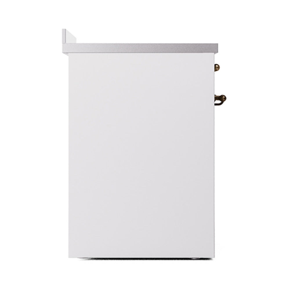 White solid oven door with bronze hinges and smooth panel