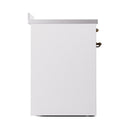 ILVE 30-Inch Nostalgie II Induction Range with Solid Door Oven in White with Bronze Trim (UPI304QNMPWHB)