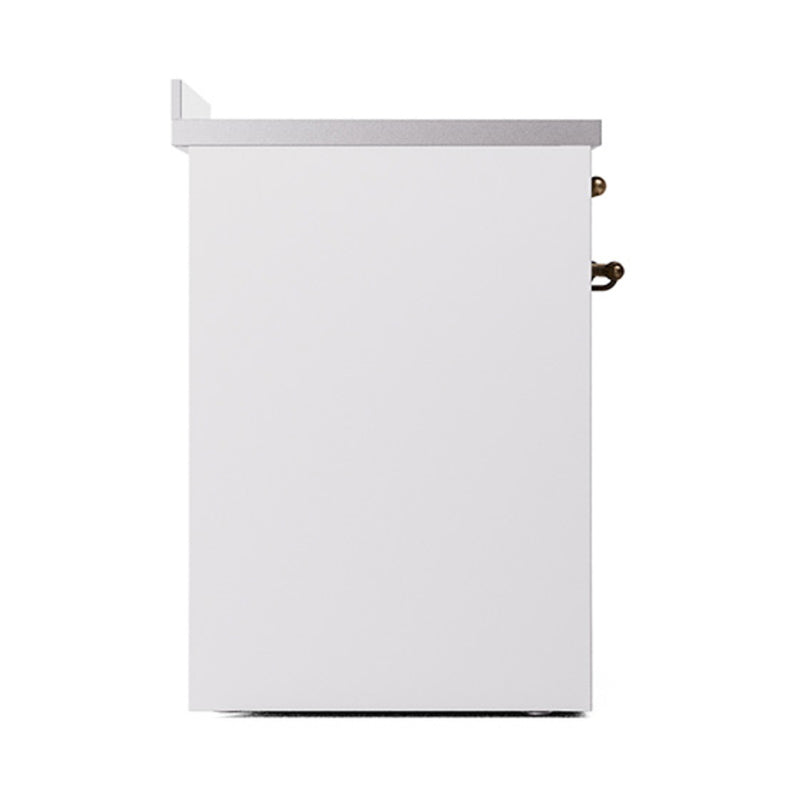 ILVE 30-Inch Nostalgie II Induction Range with Solid Door Oven in White with Bronze Trim (UPI304QNMPWHB)