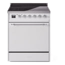 ILVE 30-Inch Nostalgie II Induction Range with Solid Door Oven in White with Chrome Trim (UPI304QNMPWHC)
