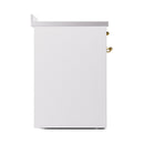 ILVE 30-Inch Nostalgie II Induction Range with Solid Door Oven in White with Brass Trim (UPI304QNMPWHG)