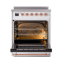 ILVE 30-Inch Nostalgie II Induction Range with Solid Door Oven in White with Copper Trim (UPI304QNMPWHP)