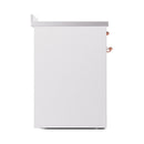 ILVE 30-Inch Nostalgie II Induction Range with Solid Door Oven in White with Copper Trim (UPI304QNMPWHP)