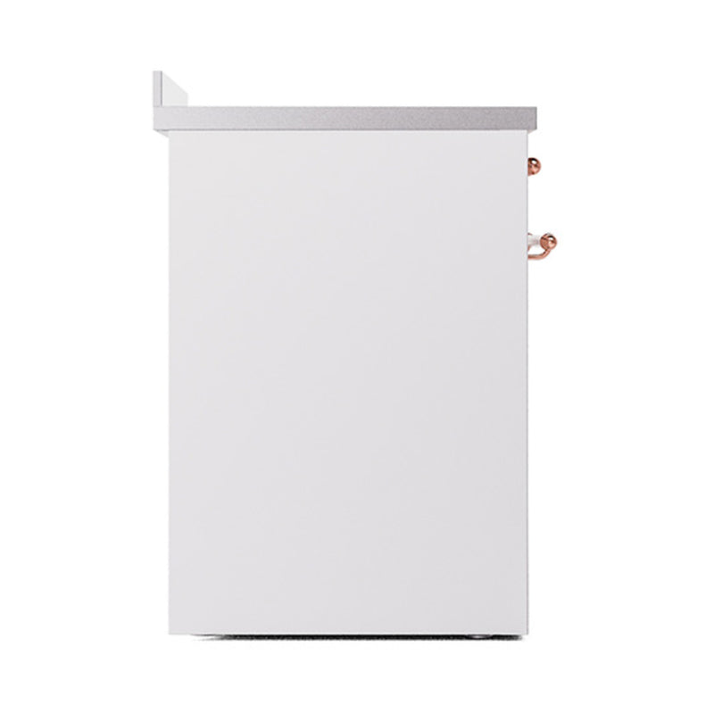 ILVE 30-Inch Nostalgie II Induction Range with Solid Door Oven in White with Copper Trim (UPI304QNMPWHP)