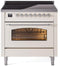 ILVE Nostalgie II 36-Inch Freestanding Electric Induction Range in Antique White with Chrome Trim (UPI366NMPAWC)