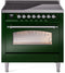 ILVE Nostalgie II 36-Inch Freestanding Electric Induction Range in Emerald Green with Chrome Trim (UPI366NMPEGC)