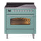 ILVE Nostalgie II 36-Inch Freestanding Electric Induction Range in Mediterranean Mint with Chrome Trim (UPI366NMPMMC)