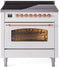 ILVE Nostalgie II 36-Inch Freestanding Electric Induction Range in White with Copper Trim (UPI366NMPWHP)