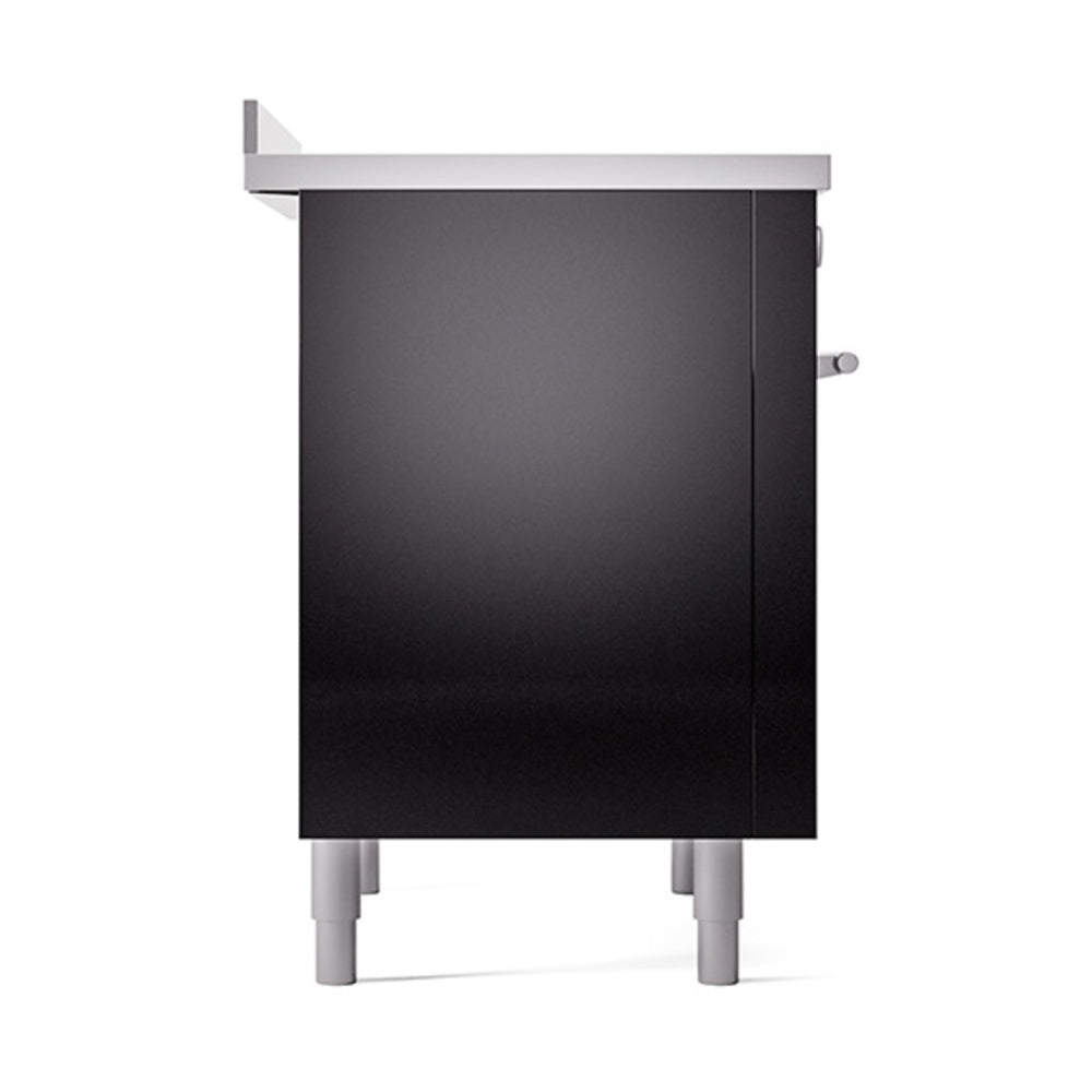 Glossy black solid oven door with side handle and mounting legs