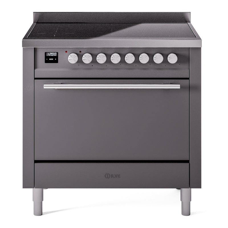 ILVE 36-inch Professional Plus II Induction Range with Solid Door Oven in Matte Graphite (UPI366QMPMG)